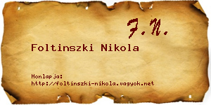 Foltinszki Nikola névjegykártya